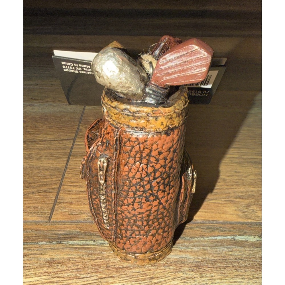 New Golf‎ Bag Golf Clubs Christmas Ornament Brown 4.25"